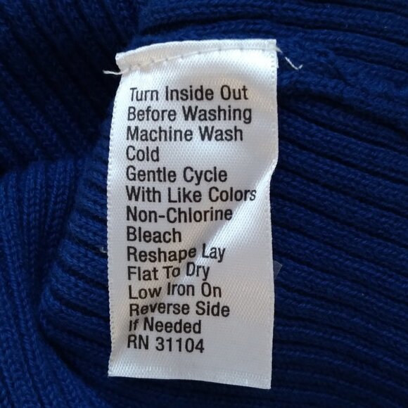 Royal Blue  with Argyle Design VNeck Sweater with Faux Built In White Shirt Sz S - Picture 9 of 10